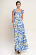 Blue Printed Maxi Dress