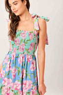 Printed Flower Tie Maxi Dress detail