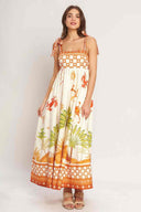 Printed Beach Tie Maxi Dress
