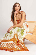 Printed Beach Tie Maxi Dress front