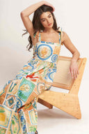 Printed Patch Tie Maxi Dress