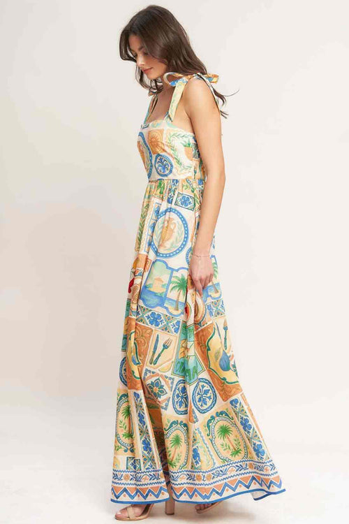 Printed Patch Tie Maxi Dress side