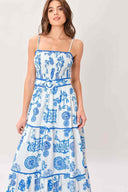 Printed Porcelain Maxi Dress front