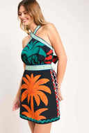 Printed Palms Halter Mini Dress side