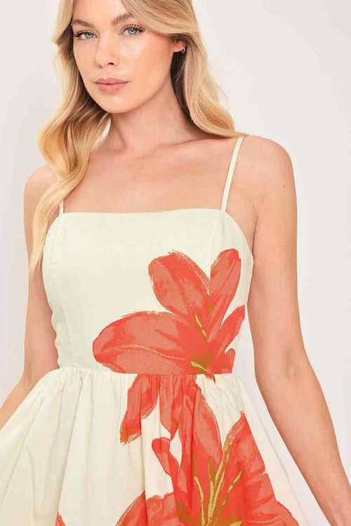 Printed Hibiscus Mini Dress detail
