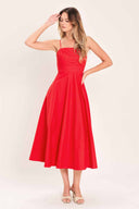 Red Woven Midi Dress front