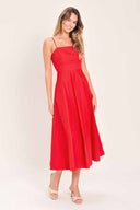 Red Woven Midi Dress