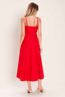 Red Woven Midi Dress back