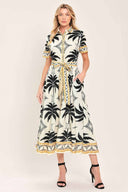 Printed Woven Shirt Midi Dress