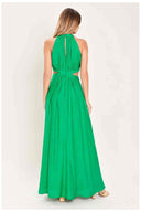 Green Cutout Halter Maxi Dress back