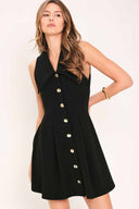 Black Woven Mini Dress front