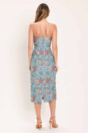 Slate Blue Jacquard Tube Midi Dress back