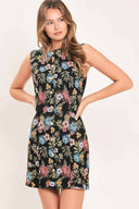 Black Jacquard Woven Mini Dress