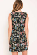 Black Jacquard Woven Mini Dress back