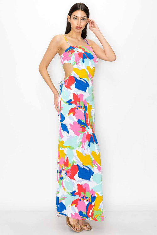 Alba White Printed Cutouts Maxi Dress side