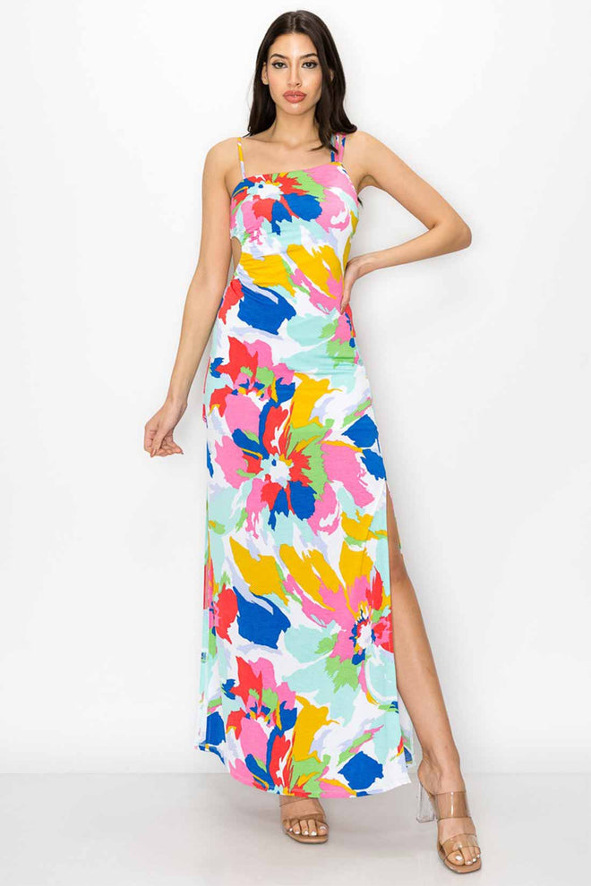 Alba White Printed Cutouts Maxi Dress