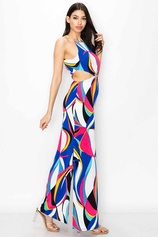 Allie Fuchsia Printed Cutouts Maxi Dress side