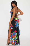 Lorena Black Floral Print Maxi Dress back