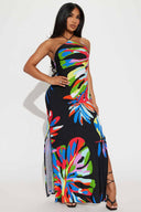 Lorena Black Floral Print Maxi Dress