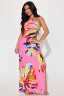 Lorena Pink Floral Print Maxi Dress