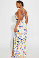 Ashley White Swirl Print Maxi Dress back
