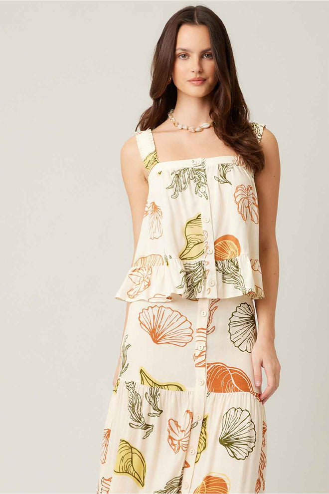 Shell Printed Maxi Skirt Set front