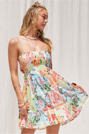 Printed Smocked Mini Dress