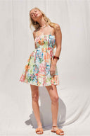 Printed Smocked Mini Dress front
