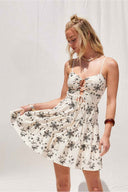 Ivory Embroidered Mini Dress