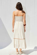 Taupe Striped Binding Maxi Dress back
