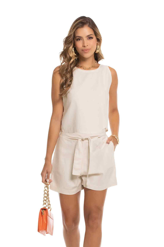 Ivory Linen Short Set