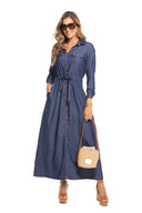 Denim Long Sleeve Maxi Dress