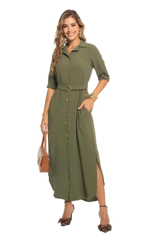 Green Long Sleeve Maxi Dress