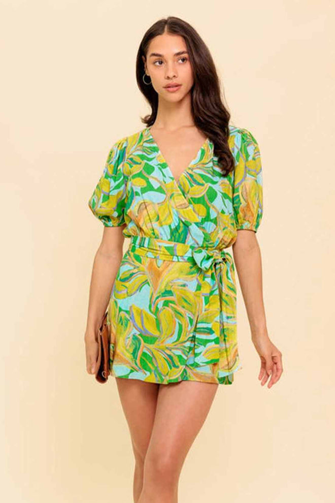 Green Printed Romper
