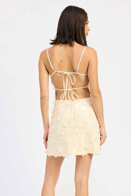 Ivory Sequin Mini Dress back
