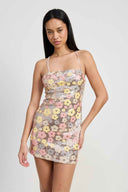 Floral Sequin Mini Dress