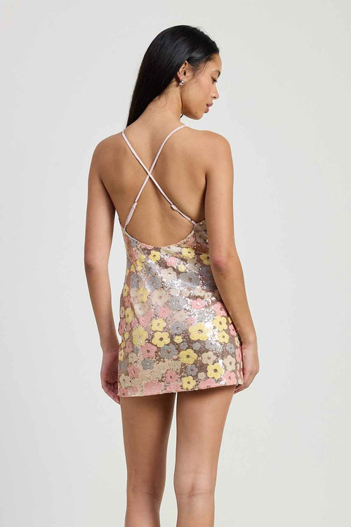 Floral Sequin Mini Dress back