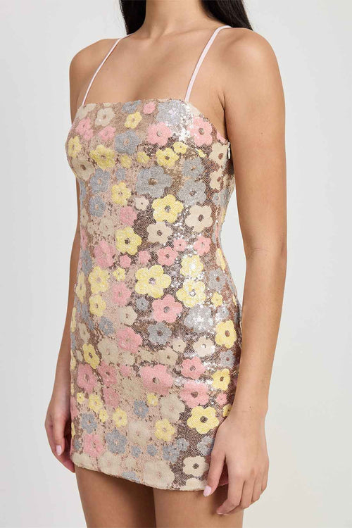 Floral Sequin Mini Dress detail