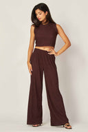 Espresso Crinkled Pants Set