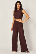 Espresso Crinkled Pants Set front