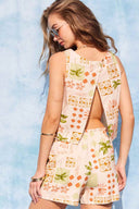 Cream Printed Shorts Set back
