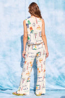 Ivory Printed Pants Set back