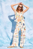 Ivory Printed Pants Set
