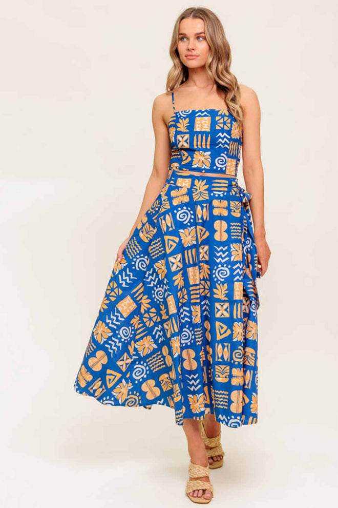 Blue Meadow Midi Skirt Set front