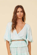 Aqua Jungle Palm Tie Front Top