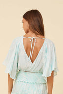 Aqua Jungle Palm Tie Front Top back