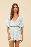 Aqua Jungle Palm Tie Front Top complete outfit