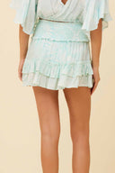 Aqua Jungle Palm Ruffle Skirt back