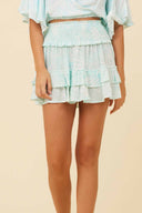 Aqua Jungle Palm Ruffle Skirt