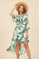 Rainforest Leaf Print Skirt Set